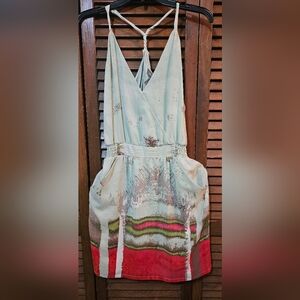 Charlie Jade Twisted Racerback Watercolor Sleeveless Dress With Pockets